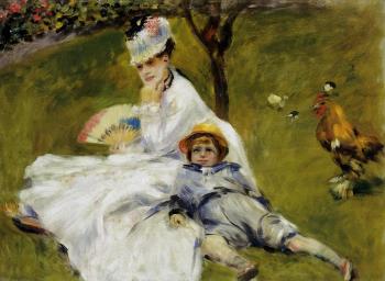 皮埃爾 奧古斯特 雷諾阿 Camille Monet and Her Son Jean in the Garden at Argenteuil